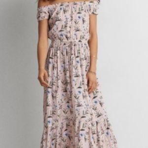 AE Pink Floral Off The Shoulder Maxi Dress M